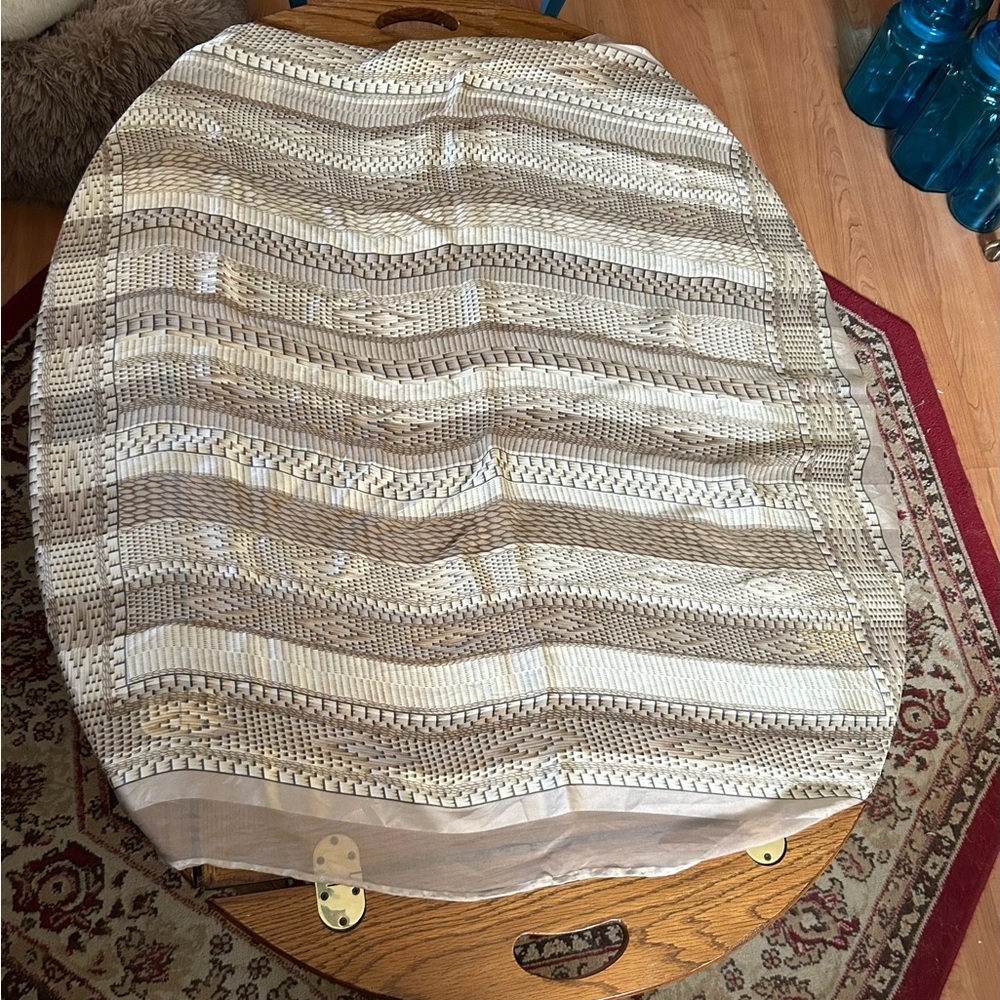 Vintage Tan & Cream Silk Chiffon Scarf - Picture 9 of 13